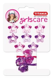 Набор резинок и заколок для волос Titania, розовый и фиолетовый, 10 шт. (8006)