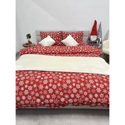 Комплект постельного белья Ecotton семейный 15505 Снежинка на красном (24267)