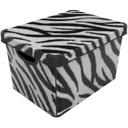 Коробка Qutu Style Box Zebra, с крышкой, 20 л, 24х30х41 см, черно-белая (STYLE BOX з/кр. ZEBRA 20л.)