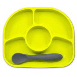 Силиконовая тарелка на присоске с ложкой BBluv, салатовый (B0153-L)
