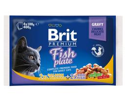 Набір вологих кормів для дорослих котів Brit Premium Cat pouch Рибна тарілка, 340 г (4 уп. Х 100 г)