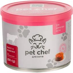 Вологий корм для дорослих котів Pet Chef паштет м'ясний, з яловичиною 200 г