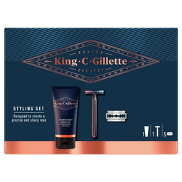 Подарочный набор Gillette King C: Безопасная бритва + Гель для бритья 150 мл