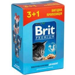 Набор влажного корма для котят Brit Premium Cat с курицей 3+1 х 100 г