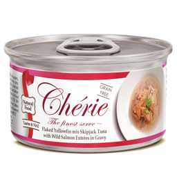 Вологий корм для котів Cherie Signature Gravy Mix Tuna&Wild Salmon, зі шматочками тунця та лосося у соусі, 80 г (CHS14302)