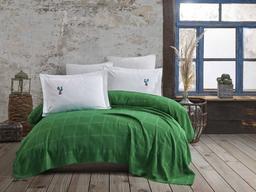 Комплект постельного белья Hobby Rainbow Pike Yesil, поплин + 3D вишивка и пике, 250х230 см, зеленый (8698499159464)