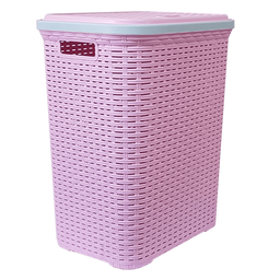 Корзина для белья Irak Plastik под ротанг, 56 л, розовый (LA145)