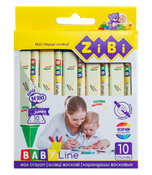Карандаши восковые ZiBi Jumbo Baby Line, треугольные, 10 шт. (ZB.2482)