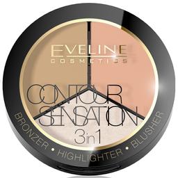 Палетка для контурингу Eveline Contour Sensation 3 в 1 02 13.5 г (LMKCONTOUR2)