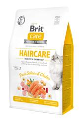 Беззерновий сухий корм для котів, які потребують догляду за шкірою і шерстю, Brit Care Cat GF Haircare Healthy&Shiny Coat, з лососем і куркою, 0,4 кг
