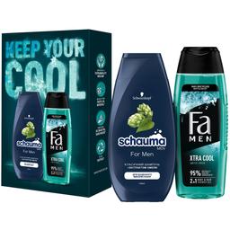 Набір Keep Your Cool: Гель для душу Fa Men Xtra Cool Arctic Fresh 250 мл + Шампунь Schauma Для чоловіків з хмелем 250 мл