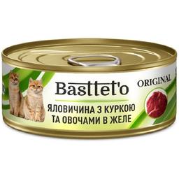 Вологий корм для котів Basttet'o Original яловичина з куркою та овочами в желе 85 г