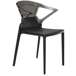 Кресло Papatya Ego-K, черное сиденье, верх прозрачно-дымчатый (290661)
