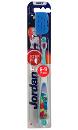 Дитяча зубна щітка Jordan Step 3, 6 - 9 років, м'яка, білий з блакитним