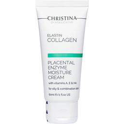 Зволожувальний крем для жирної шкіри Christina Elastin Collagen Placental Enzyme Moisture Cream with Vitamins A, E & HA 60 мл