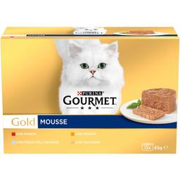 Набор влажного корма для взрослых кошек Purina Gourmet Gold Паштет мультипак с говядиной, с тунцем, с печенью, с индейкой 1.02 кг (12 шт. х 85 г)