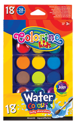 Фарби акварельні Colorino, великі таблетки, з пензликом, 18 кольорів (54737PTR)