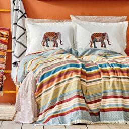 Набор постельное белье с покрывалом Karaca Home Erfen kiremit, евро, красный, 6 предметов (svt-2000022265300)