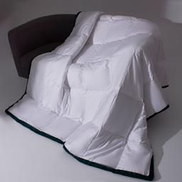 Одеяло MirSon Imperial Satin Luxe, демисезонное, 240х220 см, белое с зеленым кантом