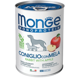 Влажный корм Monge Dog Fruit Monoprotein кролик с яблоками, 400 г (70014328)