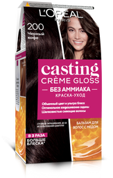 Фарба-догляд для волосся без аміаку L'Oreal Paris Casting Creme Gloss, відтінок 200 (Чорна кава), 120 мл (A5773976)