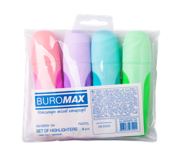 Набір маркерів Buromax Pastel, з гумовими вставками, 4 шт. (BM.8905-94)