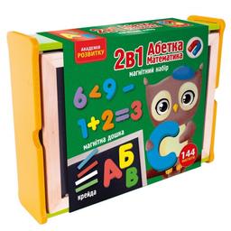 Магнітний набір Vladi Toys 2в1 Азбука та математика, в дерев'яній коробці, українська мова, 144 шт. (VT5411-17)