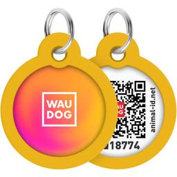 Адресник для собак и кошек Waudog Smart ID с QR паспортом Градиент оранжевый 25 мм