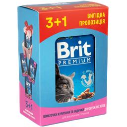 Набор влажного корма Brit Premium Cat с курицей и индейкой 3+1 х 100 г