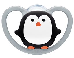 Силиконовая пустышка Nuk Space Пингвин, размер 1, серый (3952331)