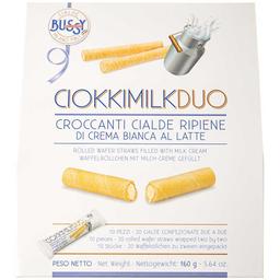 Вафельные трубочки Bussy CiokkimilkDuo с молочным кремом 160 г