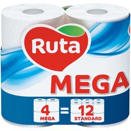 Туалетная бумага Ruta, двухслойная, 4 рулона, 450 отрывов, белая