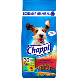 Сухой корм Chappi для взрослых собак с говядиной, птицей и овощами, 13,5 кг