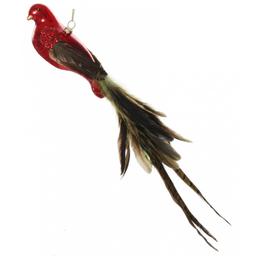 Прикраса Shishi Пташка скляна, 50 см, червона (58503)
