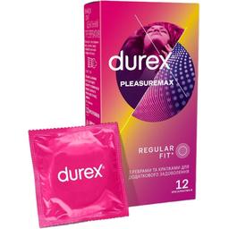 Презервативы латексные с силиконовой смазкой Durex Pleasuremax, с ребрами и точками, 12 шт (5038483204016)