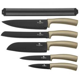 Набір ножів Berlinger Haus Metallic Line Carbon Edition, 6 предметів, чорний з бежевим (BH 2544)