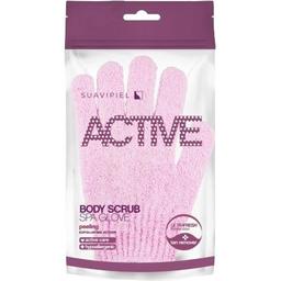 Перчатка для душа Suavipiel Active Body Scrub Spa, розовая
