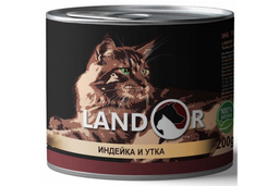 Влажный корм для кошек Landor, индейка с уткой, 200 г