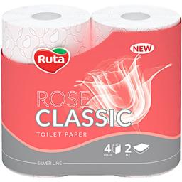 Туалетная бумага Ruta Classic Rose, двухслойная, 4 рулона, розовый