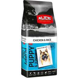 Сухий корм для цуценят Alice Puppy&Junior, преміальний, курка та рис, 17 кг