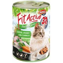 Вологий корм для котів FitActive Adult, Гуска та кролик з морквою, 415 г