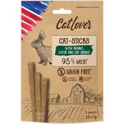 Ласощі для котів CatLover Sticks rabbit liver, з кроликом, печінкою та котячою травою, 25 г (5 паличок по 5 г)
