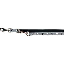 Поводок-перестежка для собак Trixie Silver Reflect, светоотражающий, с лапками, L-XL, 200х2.5 см, серебристый с черным