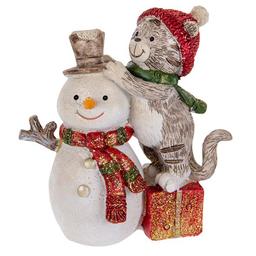 Фигурка декоративная Lefar Тигр и снеговик 10 см коричневый (192-169)