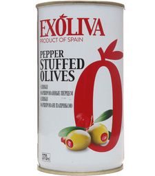Оливки Exoliva зелені фаршировані червоним перцем 370 мл (63693)