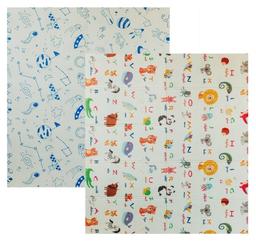Дитячий двосторонній складаний килимок Poppet Світ тварин і Графічний космос, 200х180 см (PP004-200)