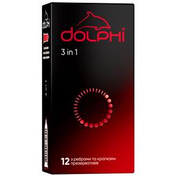 Презервативи Dolphi Три в одному, з крапками та ребрами, 12 шт. (DOLPHI/Три в одному/12)
