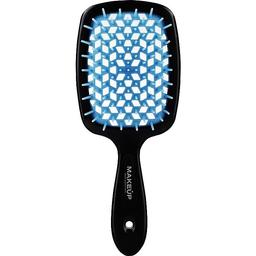 Щітка для волосся Janeke Small Superbrush, 17,5x7x3 см, чорна з синім