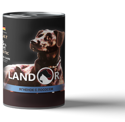 Влажный корм для собак Landor, ягненок с лососем, 400 г