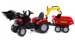 Детский трактор на педалях с прицепом и 2 ковшами Falk Case IH Puma, красный (995W)